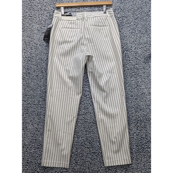 NWT Liz Claibrone Career Emma Slim Leg Ankle Pants Size 4 Striped Stretch White - Picture 2 of 12